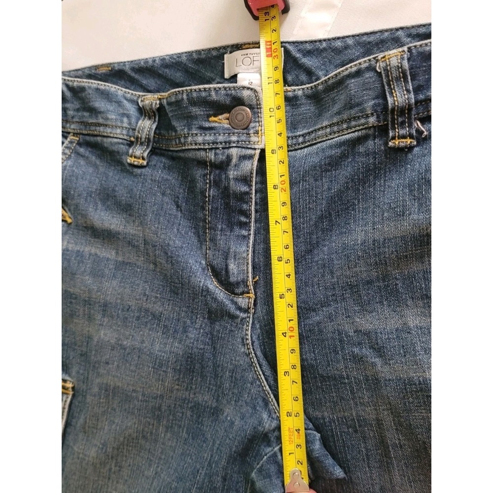 Ann Taylor LOFT Womens Size 12 Cargo Crop Jeans Cropped Denim Y2K Utility Autumn - Picture 14 of 16